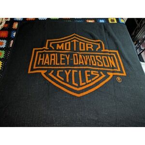 Vintage Harley Davidson Biederlack Blanket Throw Plush Furry 55"x49"